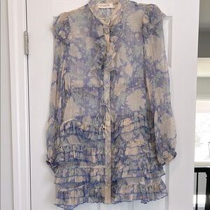 Zimmerman tiered metallic Floral Ruffle minidress. Size 2